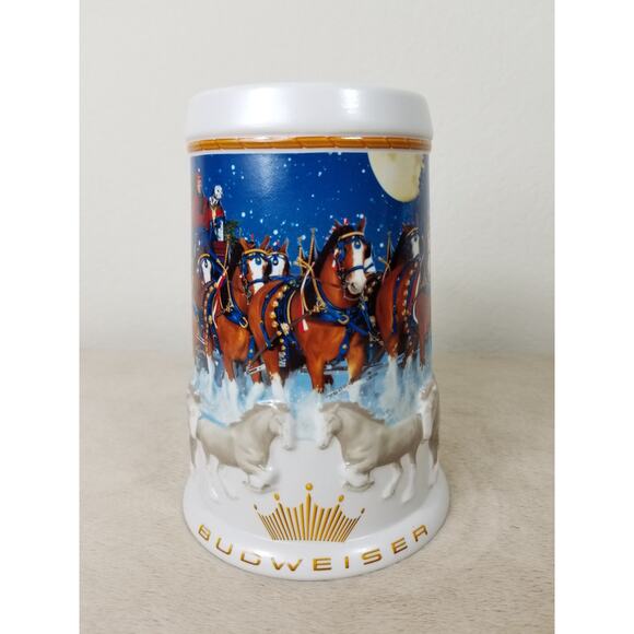 Budweiser Beer Stein Mug Holiday 2005 Handcrafted Brazil 7" Ceramarte Vintage - Picture 4 of 12
